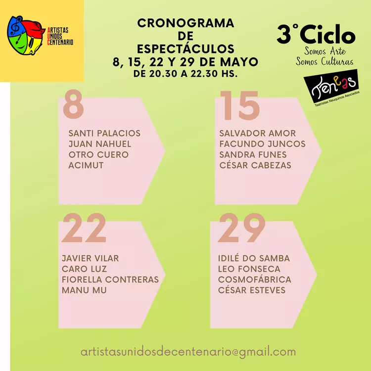 Cronograma de espectáculos